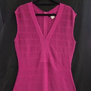 Fuchsia Sleeveless Bandage Dress w/Fringe Hem - Venus